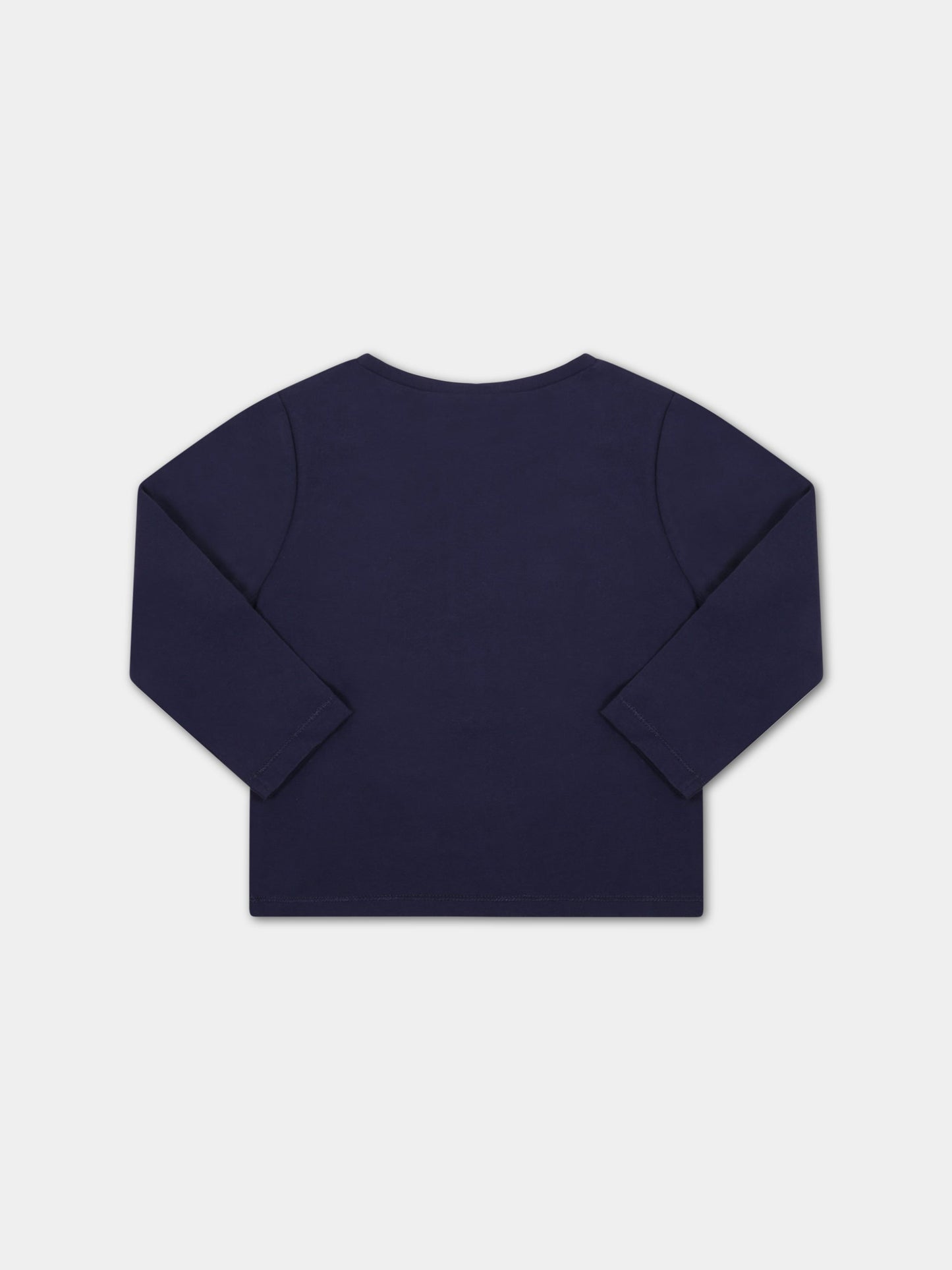 T-shirt blu per bambina con stella e cuori,Billieblush,U15933 85T PAILETTE
