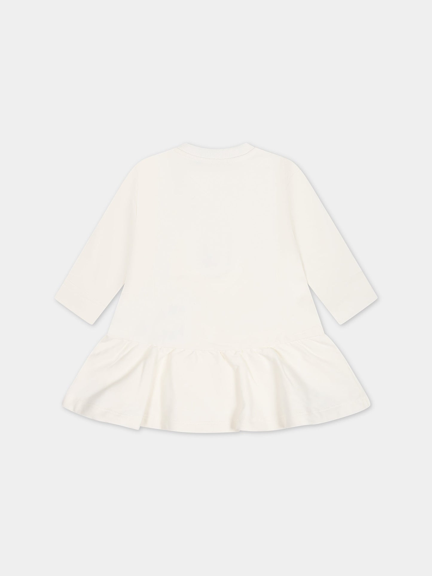 Vestito bianco per neonata con Teddy Bear elogo,Moschino Kids,MAV099 LDA55 10063