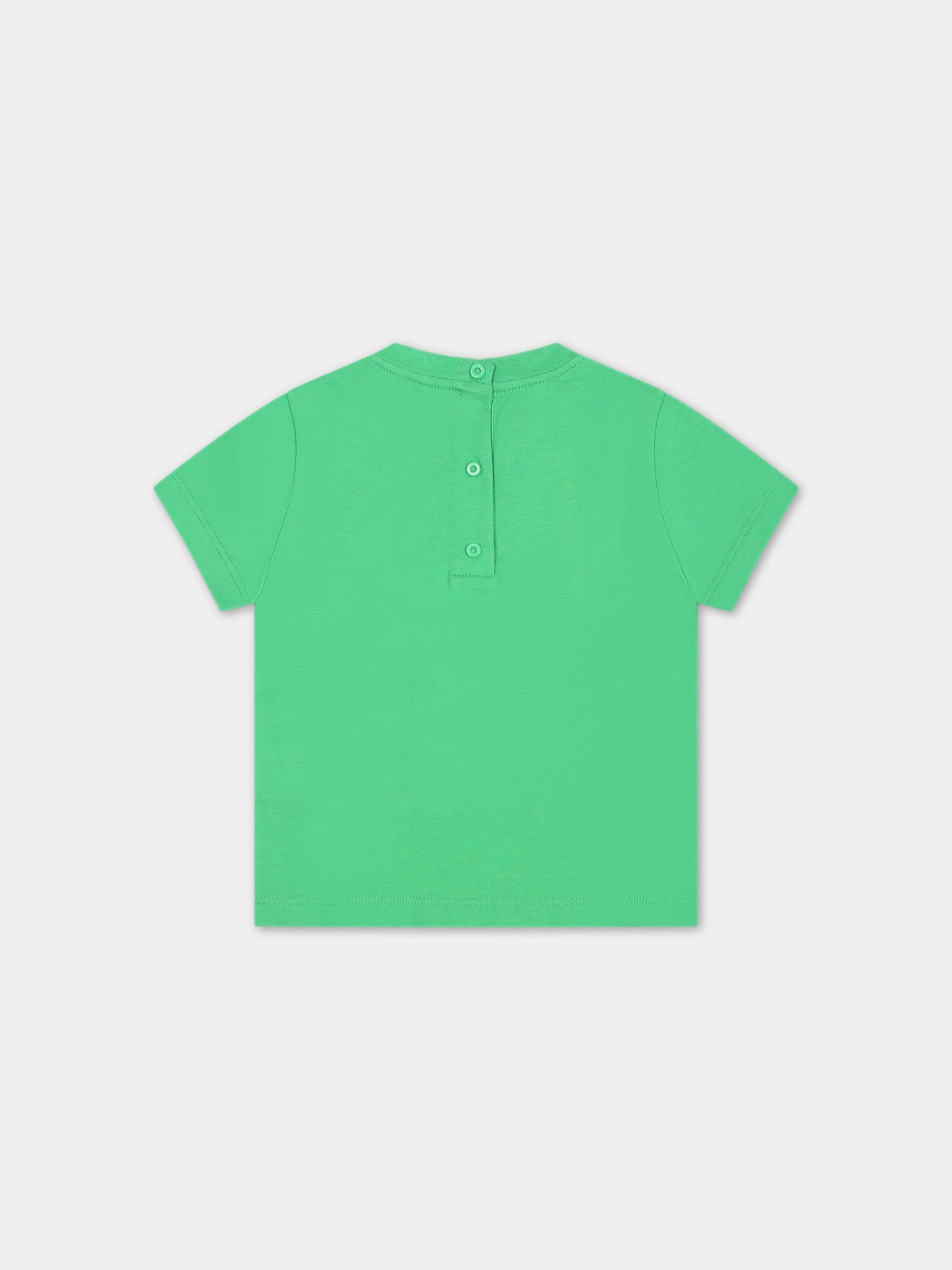 T-shirt verde per neonati con logo,Fendi Kids,BUI054 7AJ F1LYH