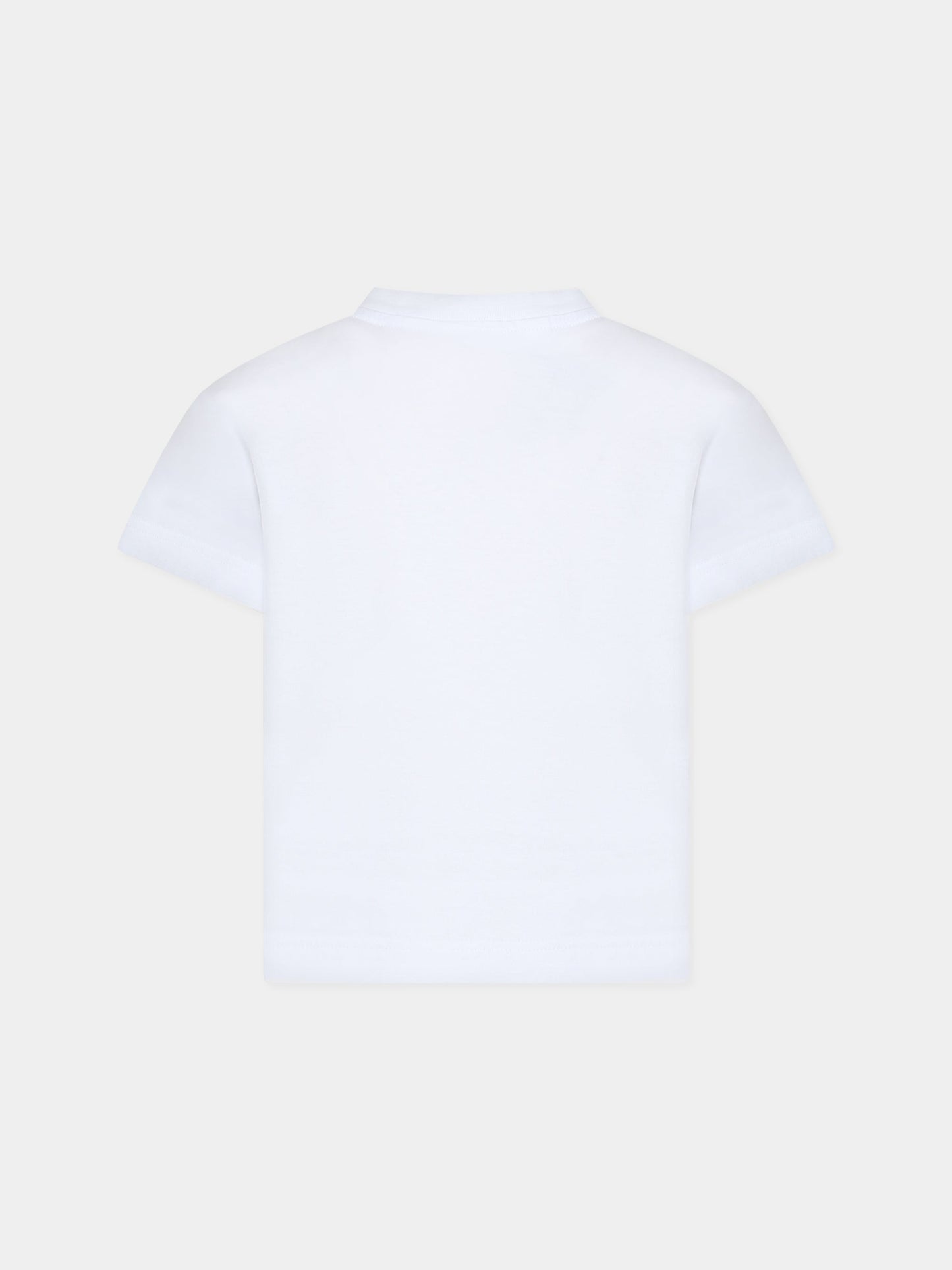 T-shirt bianca per bambino con squalo e logo,Palm Angels,PBAA003C99JER0030106