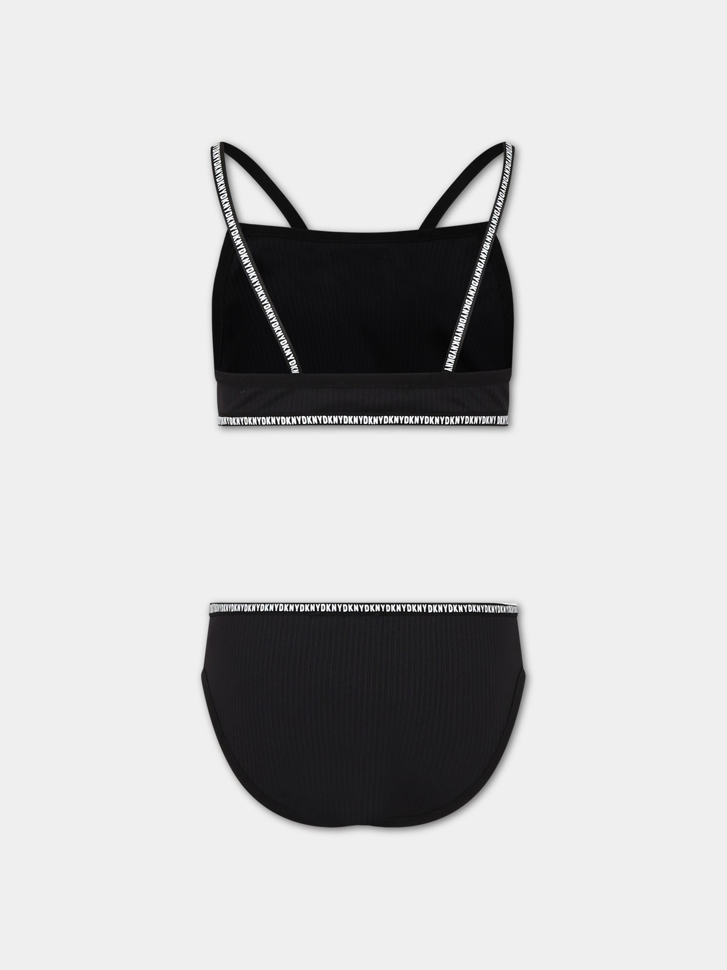 Bikini nero per bambina con logo,Dkny,D37116 09B