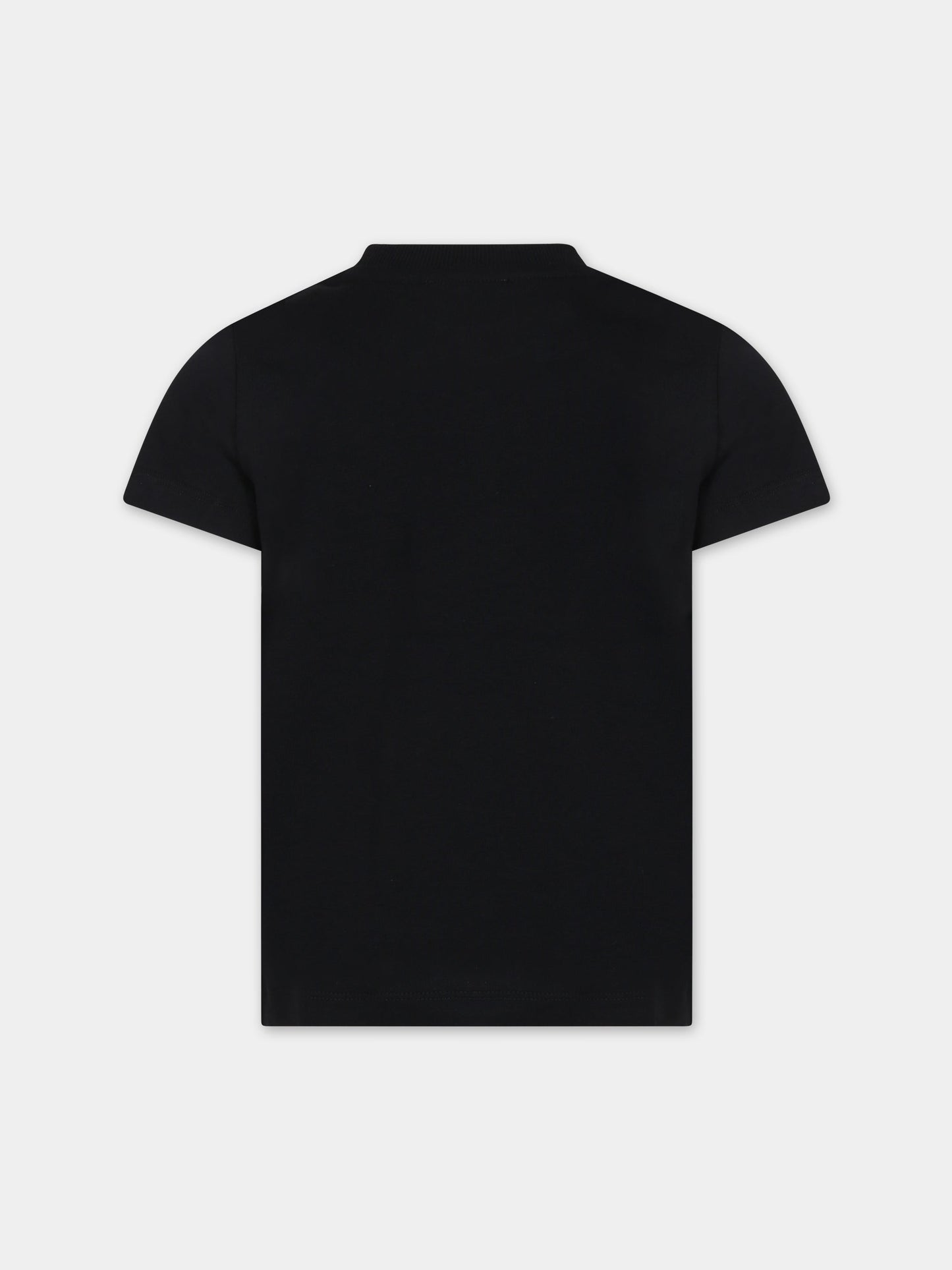 T-shirt nera per bambino con Teddy Bears e logo,Moschino Kids,HTM03U LAA20 60100