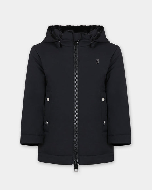 Parka nero per bambino con logo
