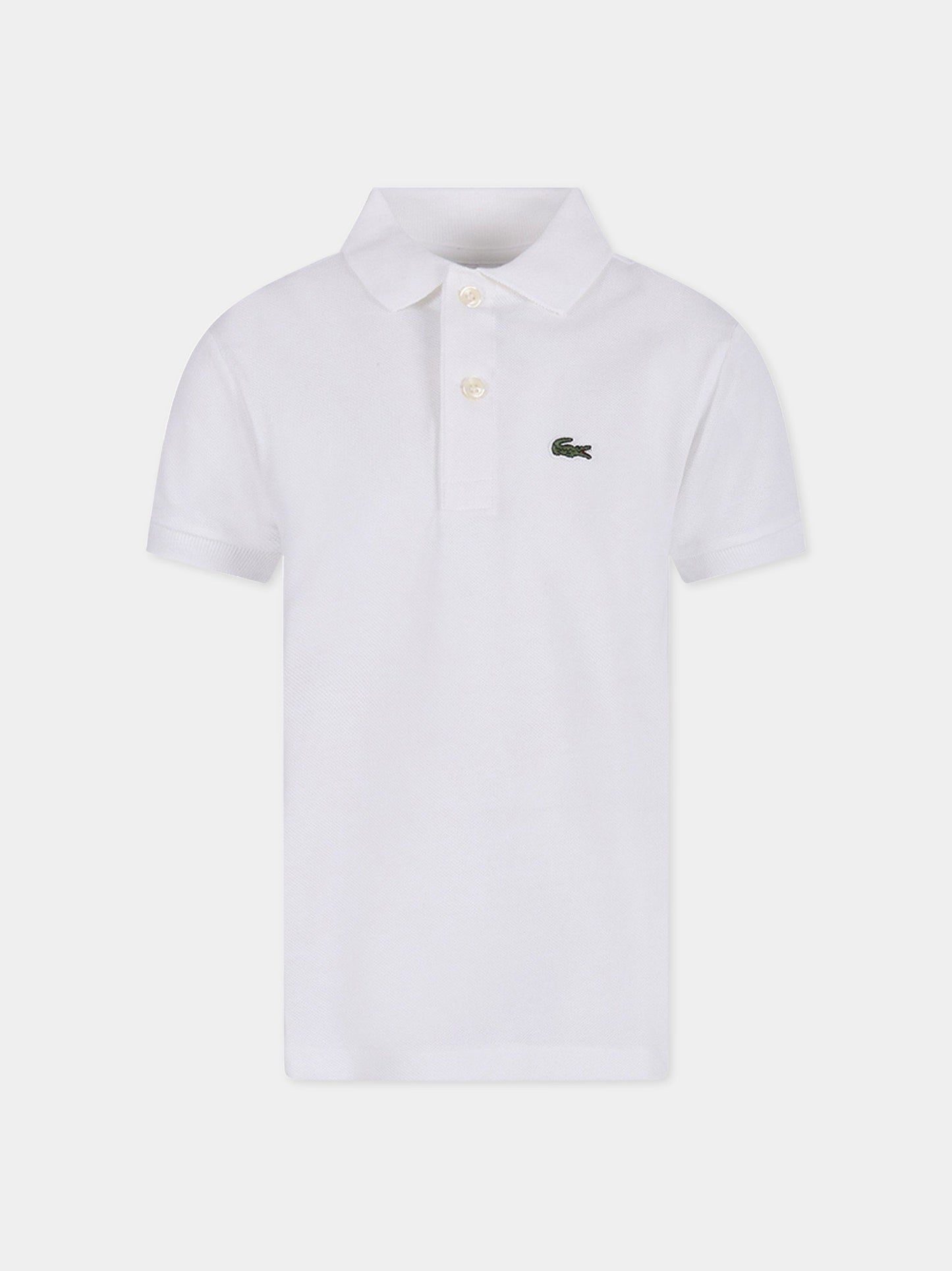 Polo bianca per bambino con coccodrillo verde,Lacoste,PJ2909 00 001