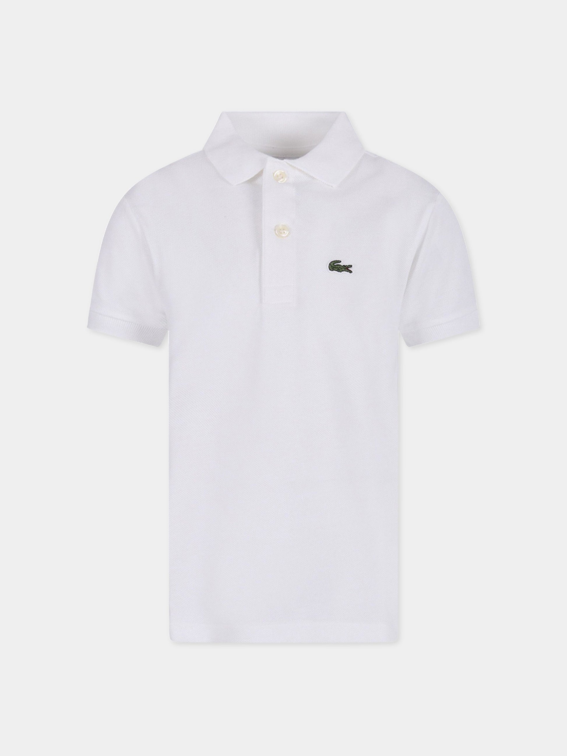 Polo bianca per bambino con coccodrillo verde,Lacoste,PJ2909 00 001