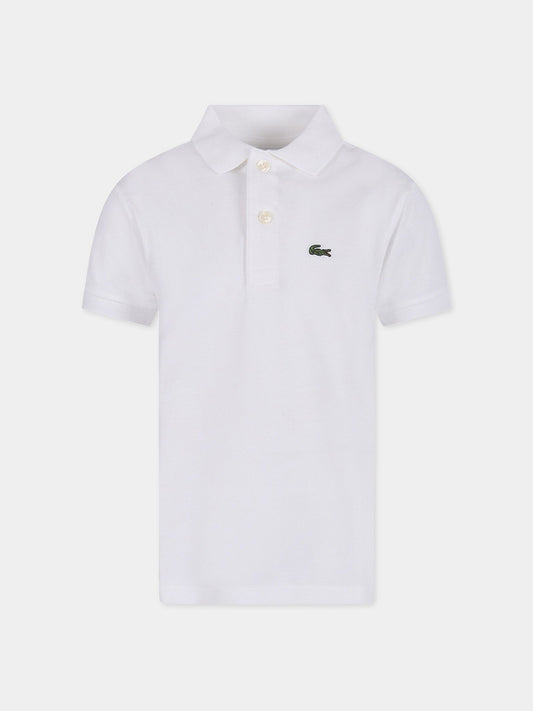 Polo bianca per bambino con coccodrillo verde,Lacoste,PJ2909 00 001