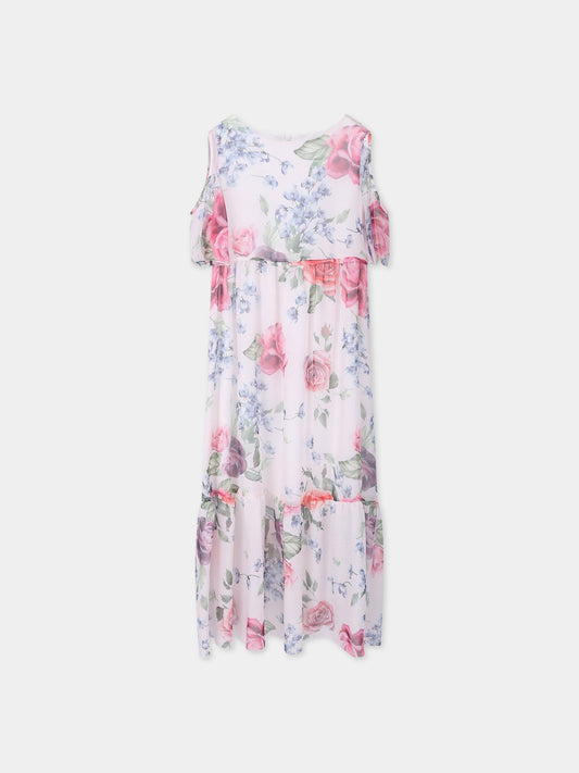 Abito bianco per bambina con fiori colorati,Loredana,P920-8295 158