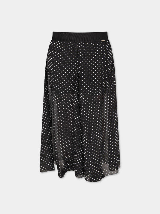 Pantalone nero per bambina con pois bianchi,Loredana,P930-8308 02
