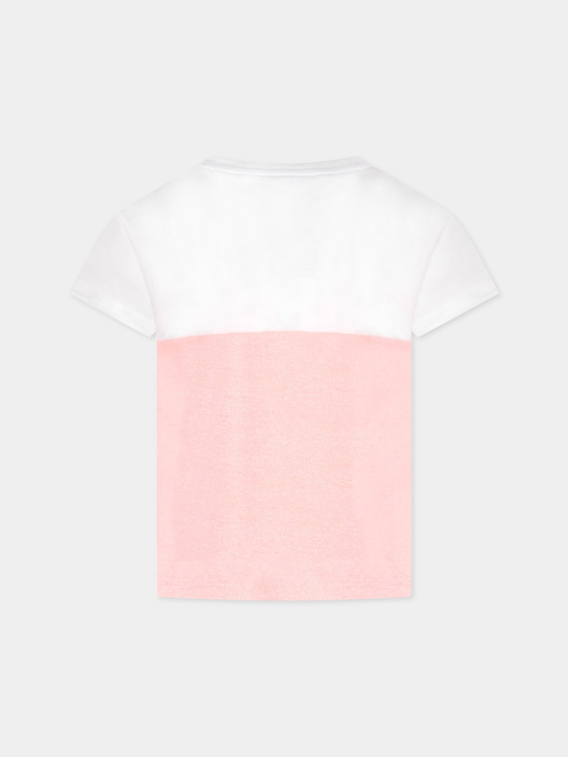 T-shirt bianca e rosa per bambina con tigre,Kenzo Kids,KQ10218 34
