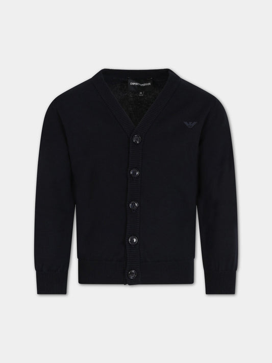 Cardigan blu per bambino con logo,Armani Junior,8N4E78 4M16Z 0920