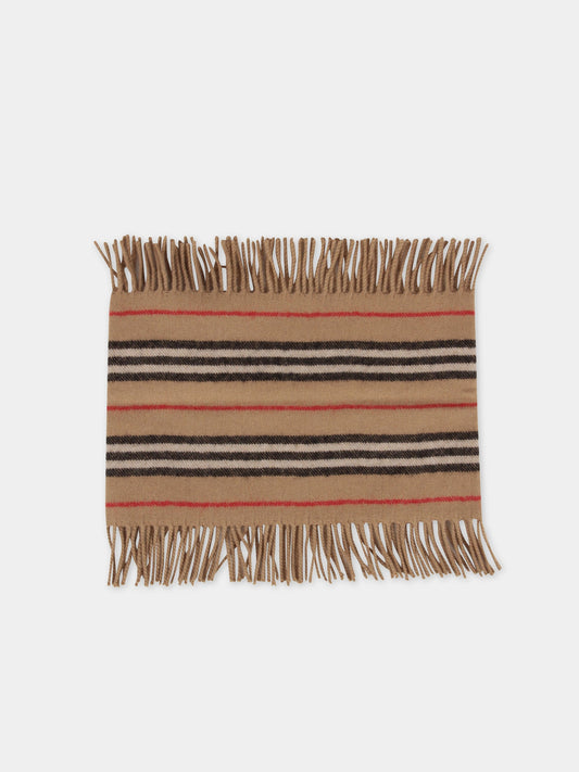 Sciarpa beige per bambini con righe,Burberry Kids,8022776 A7026