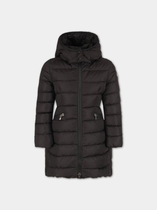 Piumino nero per bambina con iconico patch,Moncler Kids,954 1C50210 54155 999