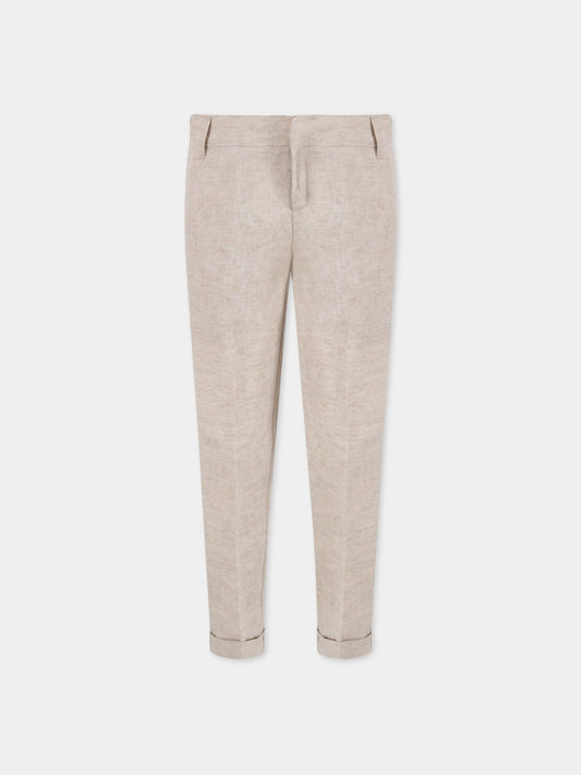 Pantalone beige per bambino con logo,Fay Kids,5M6140 MC650 112