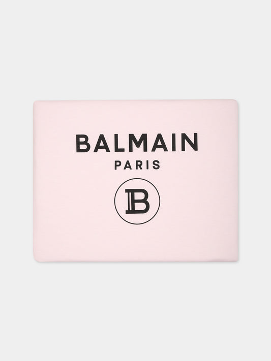 Coperta rosa per neonata con logo,Balmain Kids,6M0870 MB370 506NE
