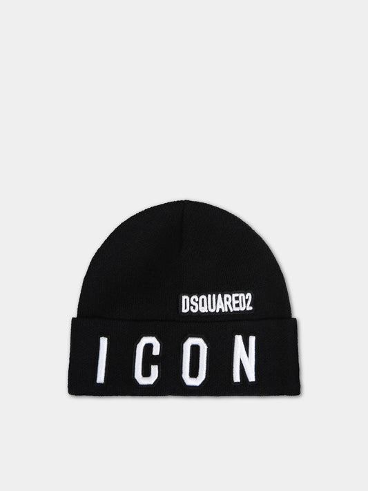 Cappello nero per bambini con logo,Dsquared2,DQ04ID D003K DQ900