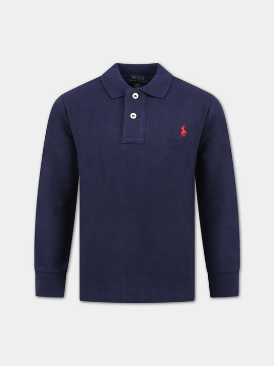 Polo blu per bambino con iconico cavallino,Ralph Lauren Kids,703634032