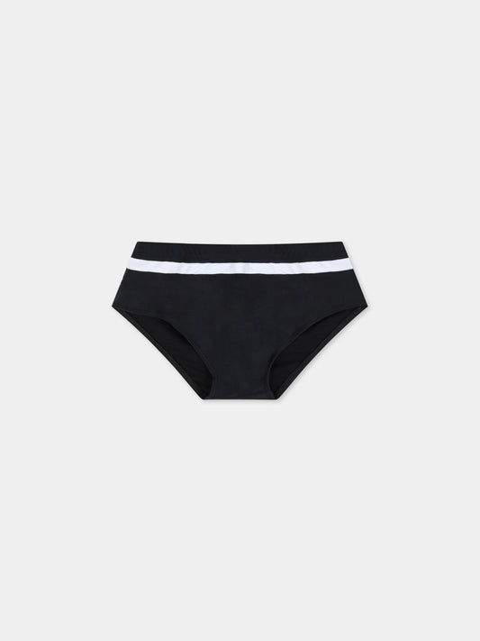 Slip nero per bambino con loghi,Balmain Kids,6M0519 MX400 930