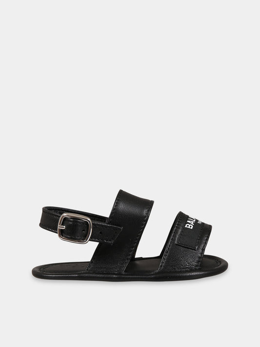 Sandali neri per neonati con logo,Balmain Kids,6O0A56 OX820 930