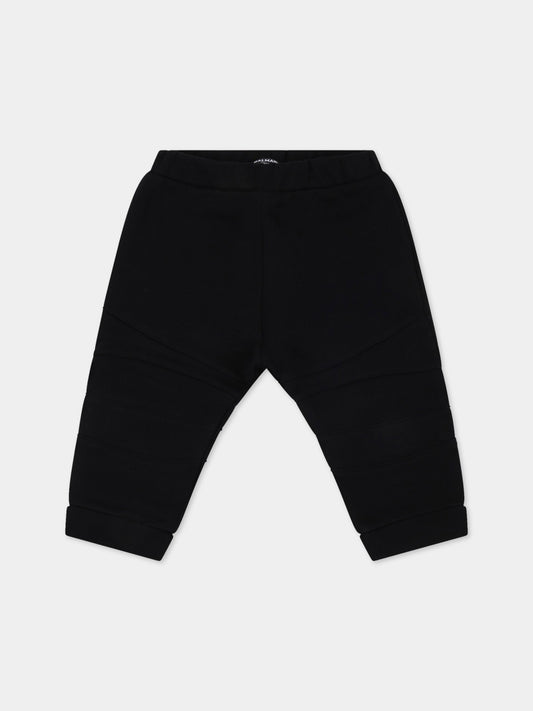 Pantaloni neri per neonati con logo,Balmain Kids,6O6A20 OX370 930BC