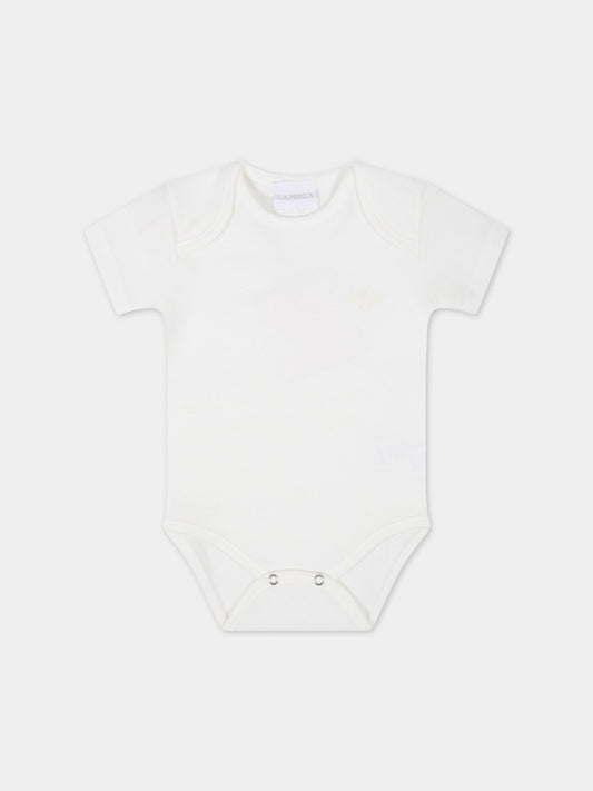 Body avorio per neonati con logo,La Perla,44667 KO