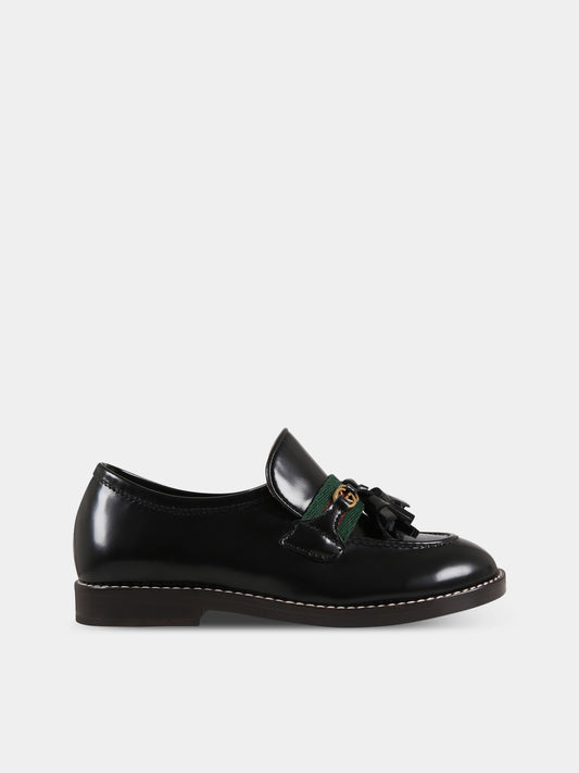 Mocassini neri per bambini con doppie GG,Gucci Kids,662190 1PKE0 1063