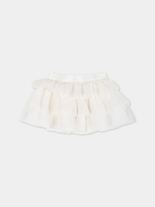 Gonna avorio per neonata con righe,Little Bear,3217 LATTE