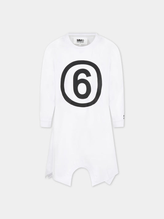 Vestito bianco per bambina con doppio logo,Mm6 Maison Margiela,M60029 MM009 M6100