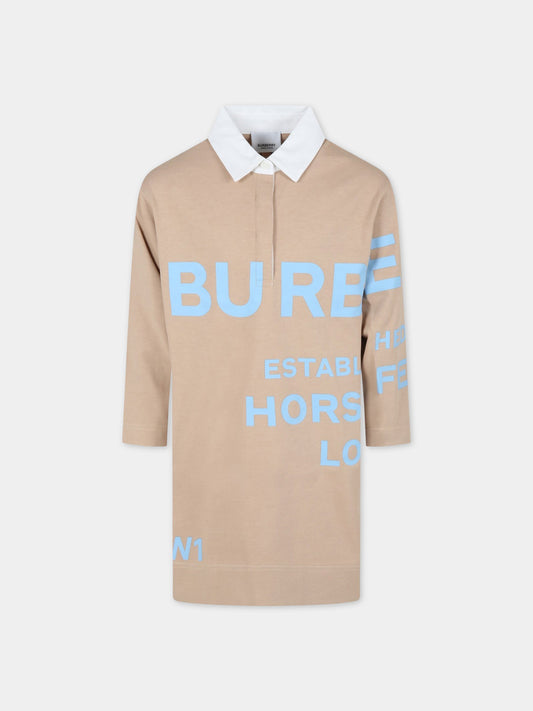 Vestito beige per bambina con logo,Burberry Kids,8047541