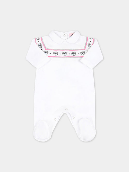 Tutina bianca per neonata con iconici occhi,Chiara Ferragni Collection,559210 9008 0099