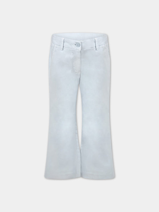Pantaloni celesti per bambina con patch logato,Dondup Kids,DFPA121 RA38 XD001 4000