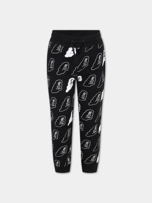 Pantaloni neri da tuta per bambino con fantasmi fosforescenti,Stella Mccartney Kids,600972 SPJ47 G106