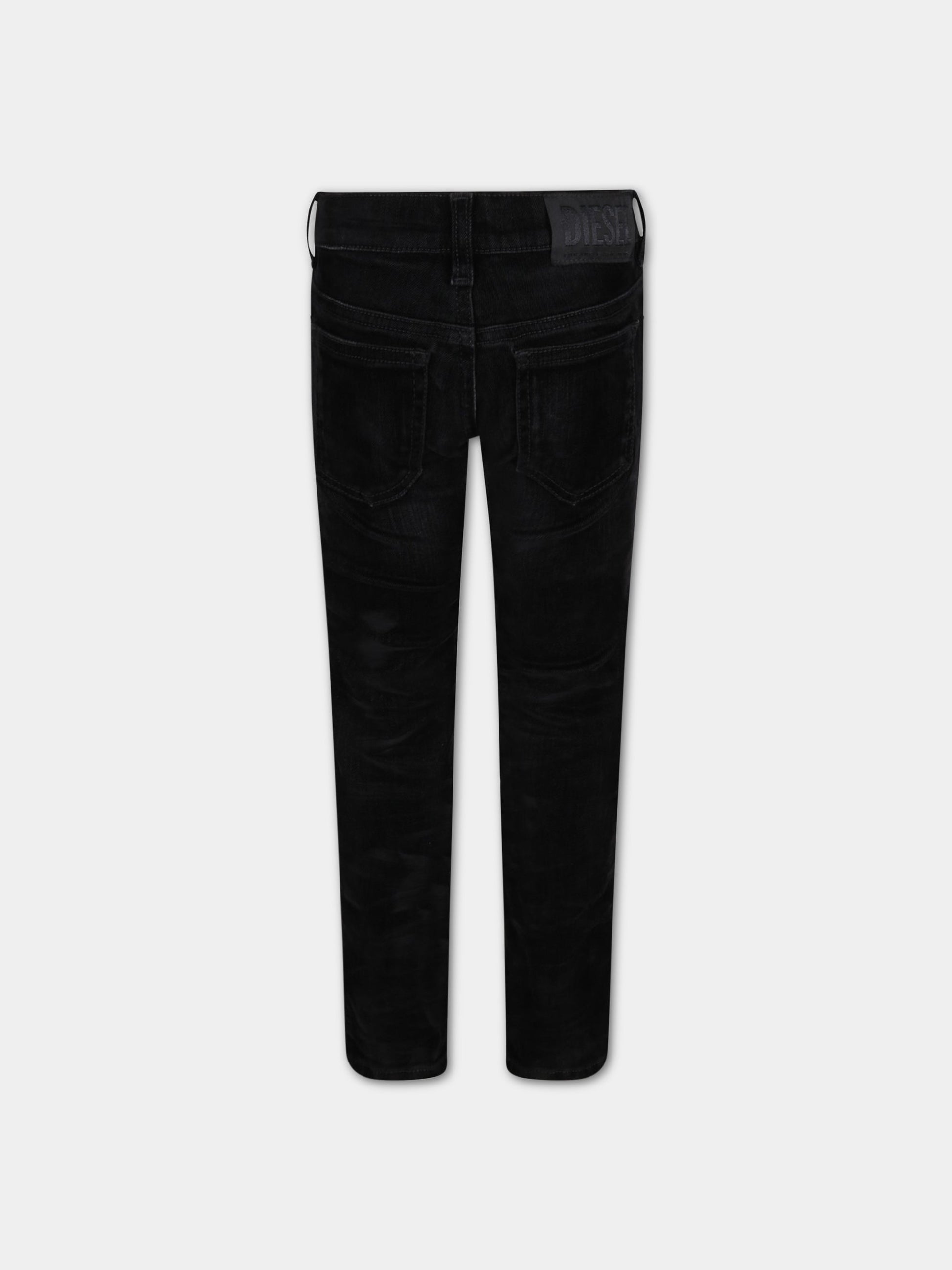 Jeans neri in velluto per bambino con logo,Diesel,00J46G KXB5G K02