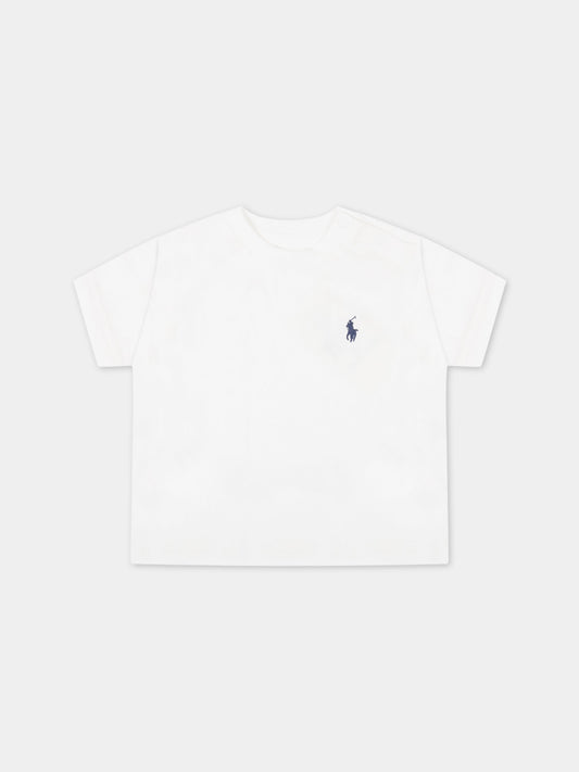 T-shirt bianca per neonati con cavallino,Ralph Lauren Kids,832904033