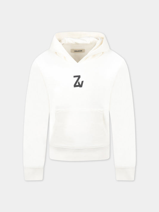 Felpa avorio per bambini con logo,Zadig & Voltaire Kids,X15321 140
