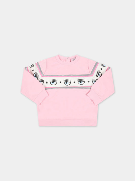 Felpa rosa per neonata con iconici occhiolini,Chiara Ferragni Collection,530601 0010 0090