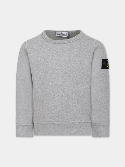 Felpa grigia per bambino con iconica bussola,Stone Island Junior,771661340 V0M64