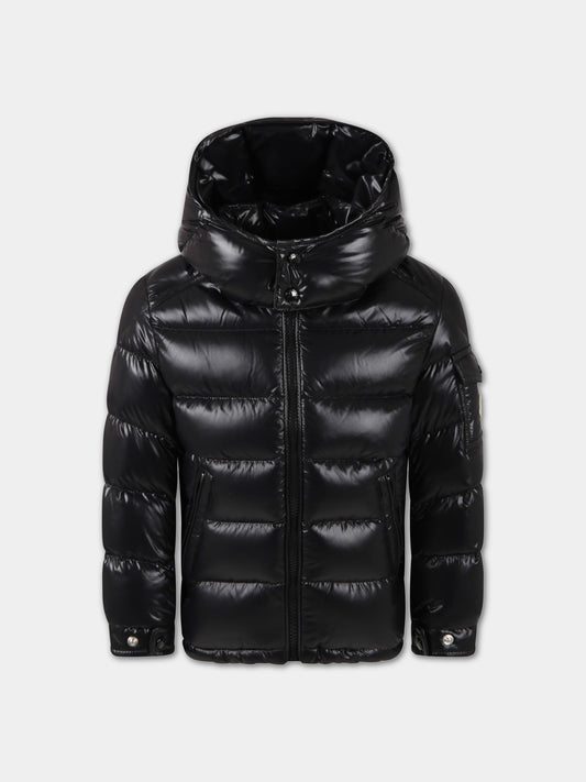 Piumino New Maya nero per bambino con patch,Moncler Kids,954 1A12520 68950 999