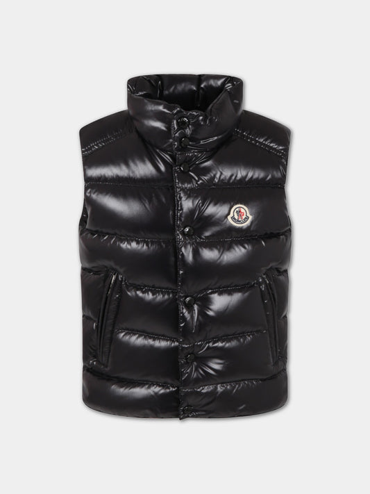 Gilet ''Tib'' nero per bambino con patch,Moncler Kids,954 1A12620 68950 999