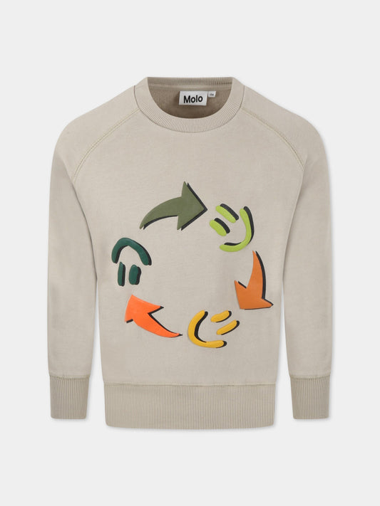 Felpa grigia per bambini con stampe,Molo,1W22J211 8589