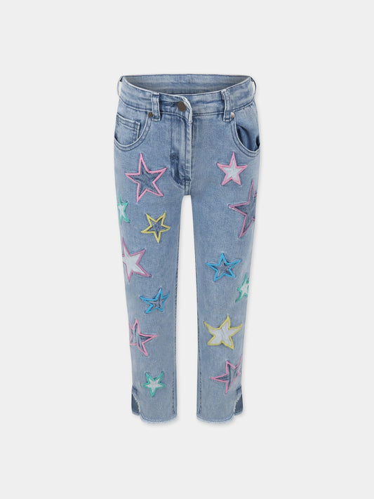 Jeans celeste per bambina con stelle,Stella Mccartney Kids,8R6B50 Z0153 606