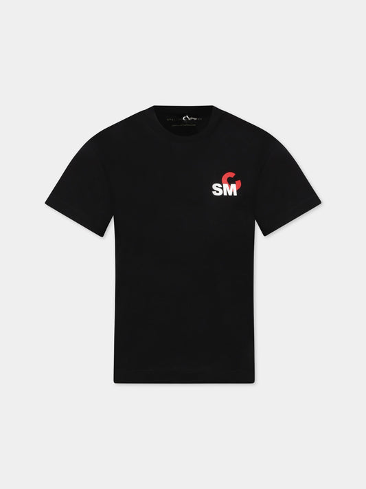 T-shirt nera per bambini con logo e scritta colorata,Stella Mccartney Kids,8R8P71 Z0434 930