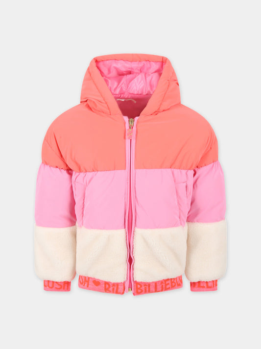 Piumino multicolor per bambina con logo,Billieblush,U16336 Z40