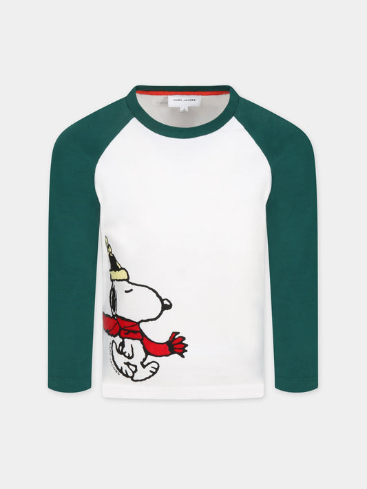 T-shirt bianca per bambino con Peanuts,Little Marc Jacobs,W25551 10B