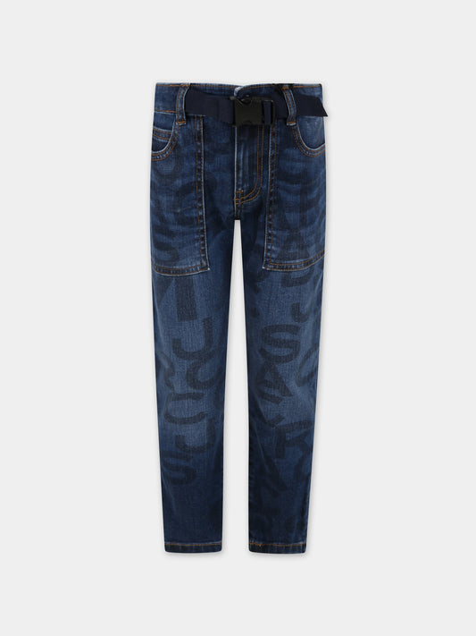 Jeans blu per bambino con logo,Little Marc Jacobs,W24265 Z10