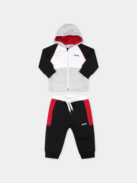 Tuta multicolor per neonato con logo,Hugo Boss,J08070 09B