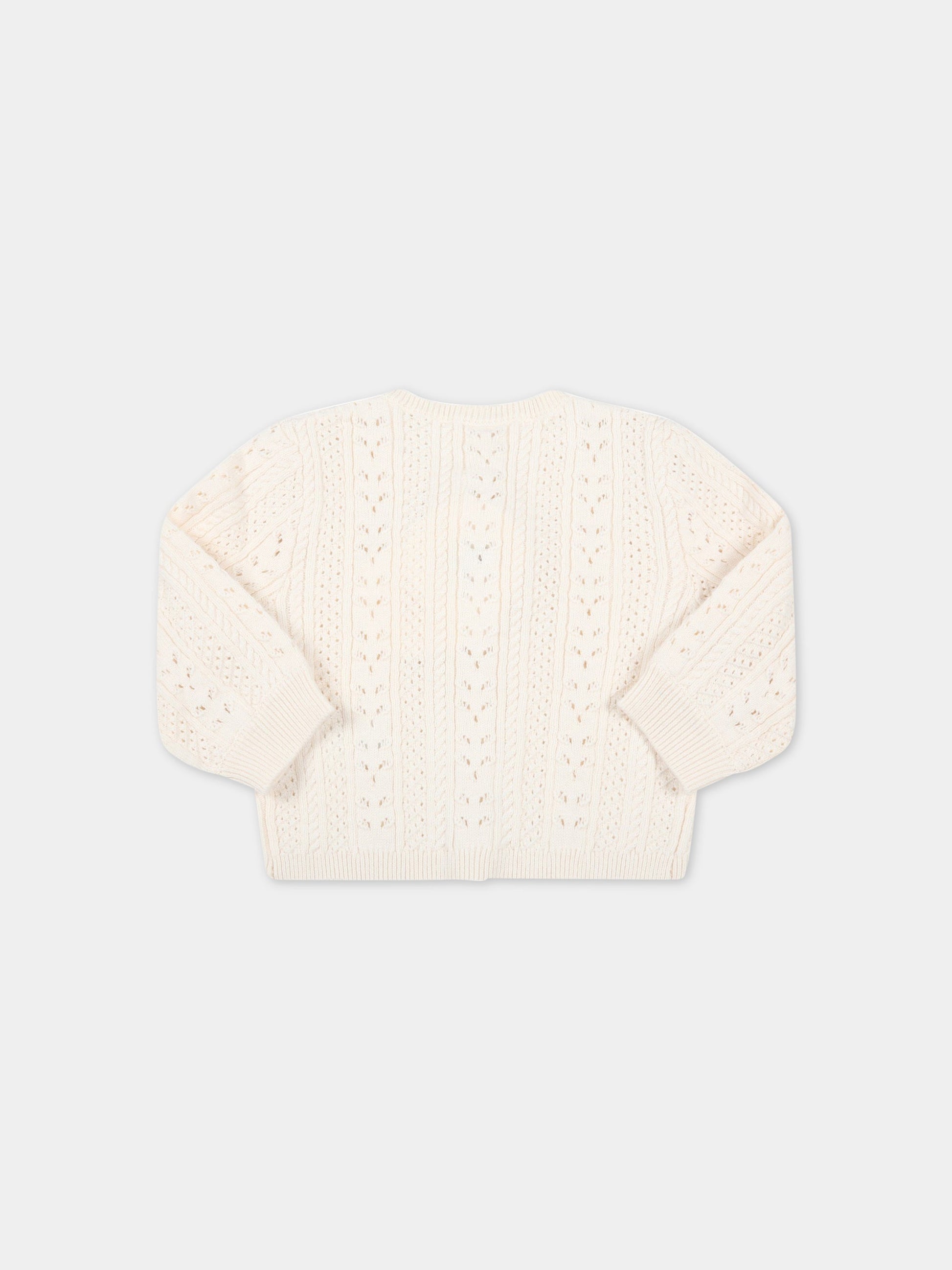 Cardigan avorio per neonata con logo,Chloé Kids,C05412 148