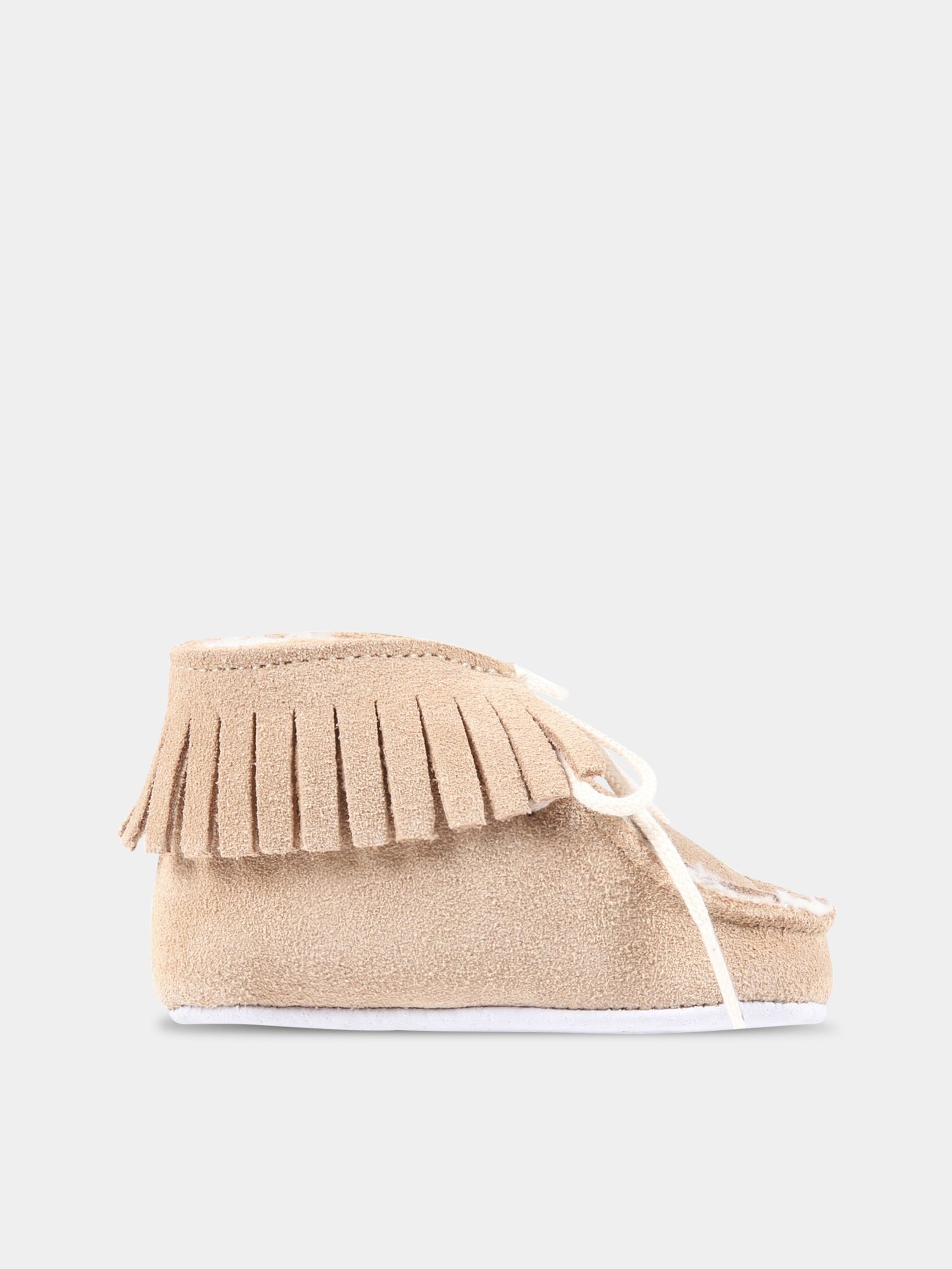 Scarpe beige per neonato con frange,Tartine Et Chocolat,TV80011 62