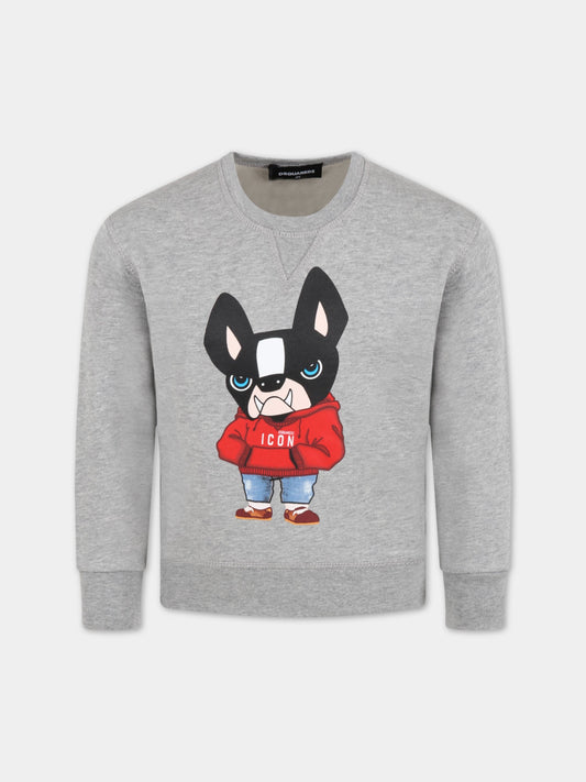 Felpa grigia per bambino con iconico cane,Dsquared2,DQ1361 D00J8 D2S667U DQ911