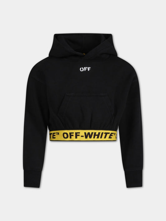 Felpa nera per bambina con logo,Off White,OGBB005F22FLE0021018