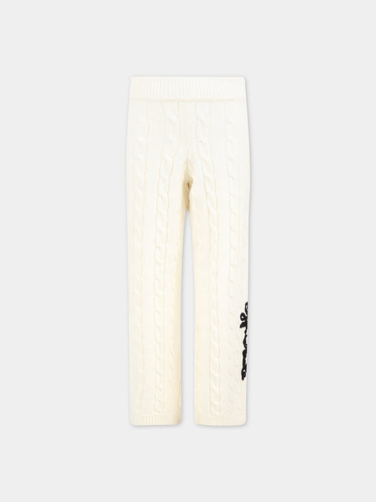 Pantalone avorio per bambina con logo,Off White,OGHG001F22KNI0010310